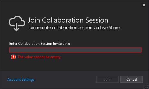 Visual Studio 2019 Join Collaboration Session