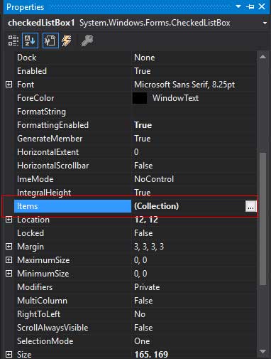 Checked List Box Properties C#