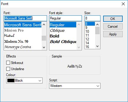 Font Dialog Box Control