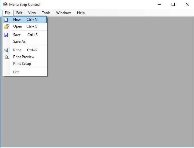 Menu Strip Control C#