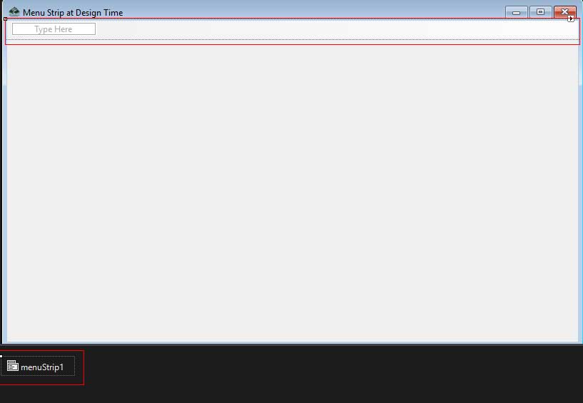 Menu Strip Control Design Time  C# 
