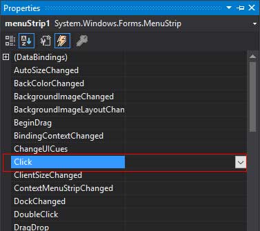 Menu Strip Control Event Window C#