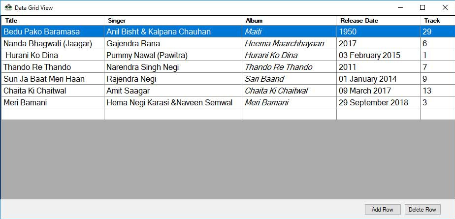 Data Grid View Control C# Sharp