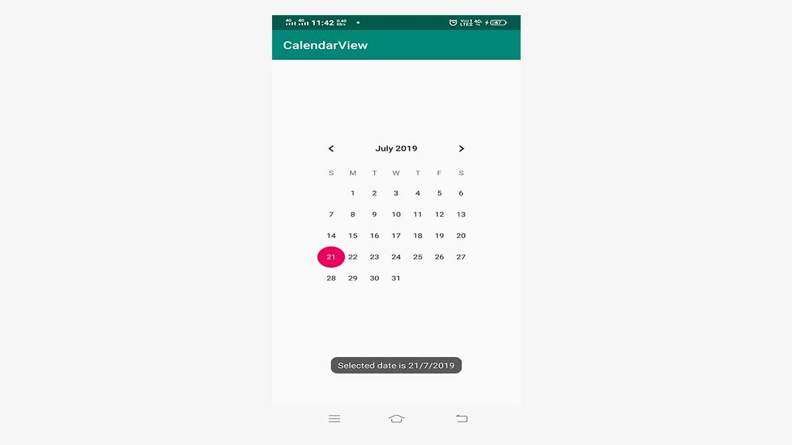 Android GUI Android CalendarView 