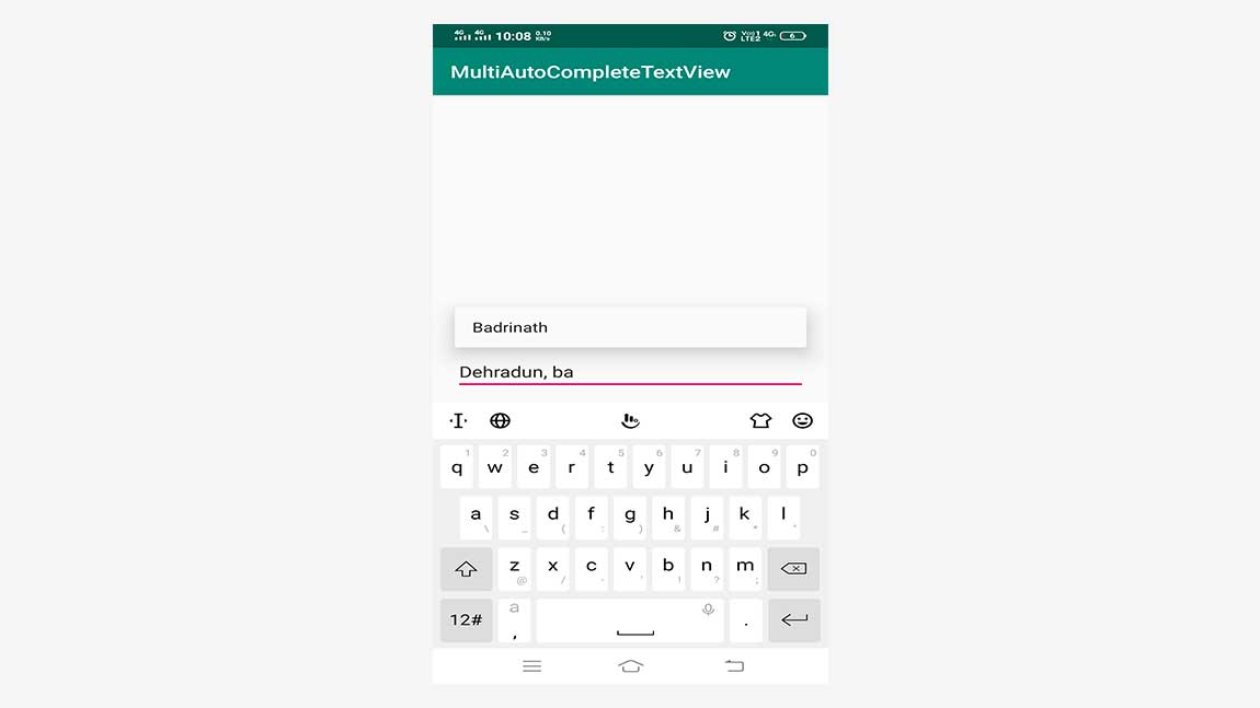 Android GUI Android MultiAutoCompleteTextView 
