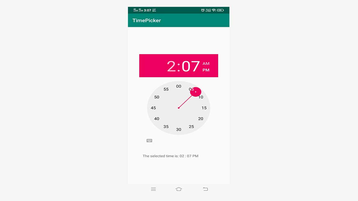Android GUI Android TimePicker 